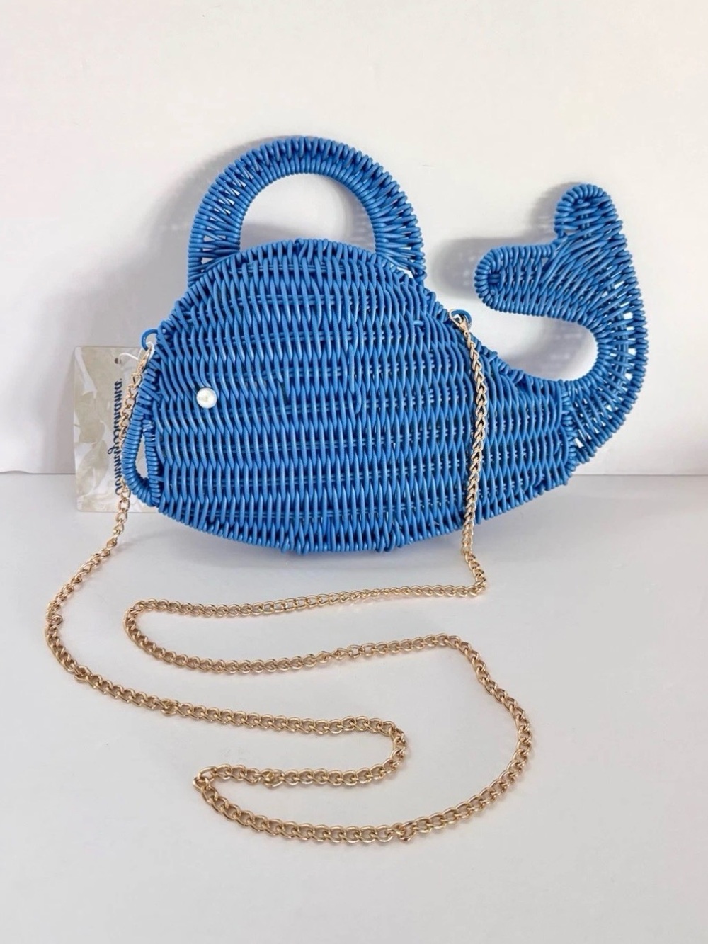 New Tommy Bahama Blue Whale Woven Top-Handle Bag - Picture 3 of 12